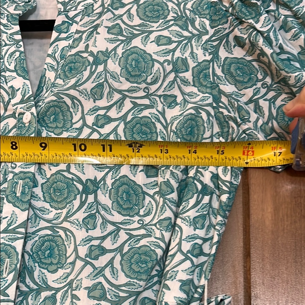 CELINA MOON Teal and White Patterned Midi Dress - Picture 8 of 9